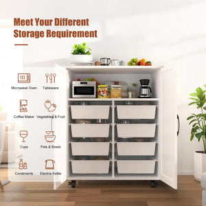 English Elm Kitchen Island With Wheels - Compact Mobile Cart For Crafting, Coffee, And Smart Storage Solutions W3062P289219