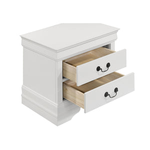 English Elm 2-drawer Nightstand White Lacquer Finish Bracket Feet Molded Trim Bedroom Storage B016P453459