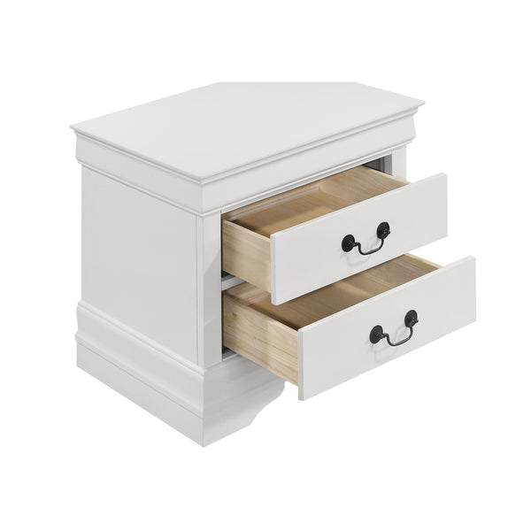 English Elm 2-drawer Nightstand White Lacquer Finish Bracket Feet Molded Trim Bedroom Storage B016P453459