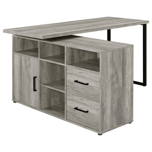 English Elm Corrado Grey Driftwood L-Shape Office Desk with Storage Drawers Shelves Coastal Rustic Charm Delight B062P333429