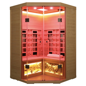 English Elm Indoor Hemlock Three Person Far Infrared Sauna with Chromotherapy and Home Spa Heat W1787P408513