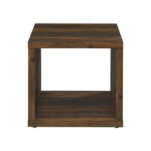 English Elm Square Engineered Wood End Table In Dark Pine - Rustic Accent With Open Shelf For Versatile Storage B016P380670-GIGA