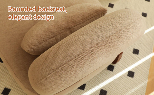 English Elm Cute Barrel Velvet Accent Chair Armless Solid Wood Legs Cozy Reading Nook Seat Camel W2105P412976