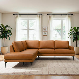 English Elm Bristol Vegan Leather Sectional Sofa Mid-century Modern Left Chaise Living Room B183S00209