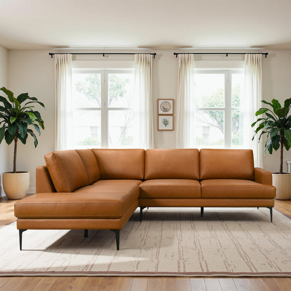 English Elm Bristol Vegan Leather Sectional Sofa Mid-century Modern Left Chaise Living Room B183S00209