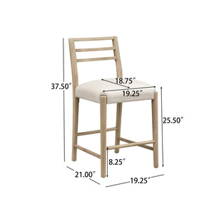 English Elm Christopher Knight Home® - COUNTER Ladder Back Farmhouse Counter Stool Set of 2 with Upholstered Seats and Tapered Rubberwood Legs Beige N771P339873A