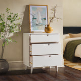 3-Drawer Groove Handle Solid Wood Dresser White BR3DSLDRWH-T Walker Edison