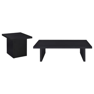 English Elm Caroline Modern 2-Piece Rectangular Coffee & End Table Set in Smooth Black Laminate, Scratch-Resistant Finish B062S01359