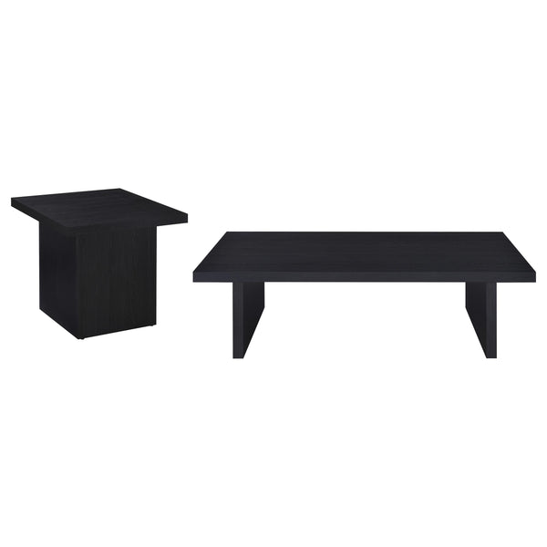 English Elm Caroline Modern 2-Piece Rectangular Coffee & End Table Set in Smooth Black Laminate, Scratch-Resistant Finish B062S01359