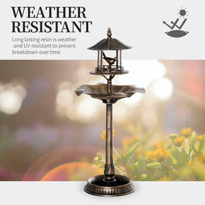 English Elm Outsunny 3-In-1 Vintage Garden Bird Bath, Feeder & Planter - Elegant Antique Design For Bird Lovers W2225P217962-GIGA
