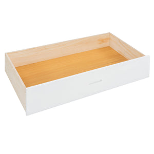English Elm Full Size Offset Bunk Bed with Wardrobe Hanging Rod Drawers and Upholstered Rail White N820S00081K
