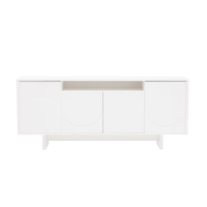 English Elm Ella 71" Sideboard with Soft-Close Doors, Adjustable Shelves, 9 Cubby Spaces & Modern Sled Legs White B365S00110