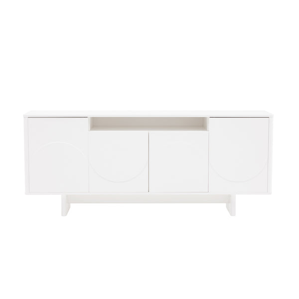English Elm Ella 71" Sideboard with Soft-Close Doors, Adjustable Shelves, 9 Cubby Spaces & Modern Sled Legs White B365S00110