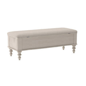 English Elm 50.8-inch Linen Upholstered Storage Bench Rubberwood Frame Lift Top Entryway Bedroom Seat Beige W5819P481610