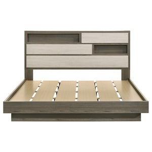 English Elm Pierce Eastern King Platform Bed with Led Headboard and Italian Gloss Finish B062S01833