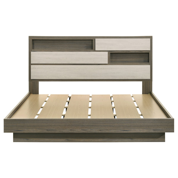 English Elm Pierce Eastern King Platform Bed with Led Headboard and Italian Gloss Finish B062S01833
