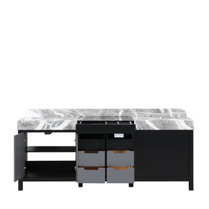 English Elm Black Double Bath Vanity 84" W With Castle Grey Marble Top - Elegant Storage & Modern Charm B2731P261129