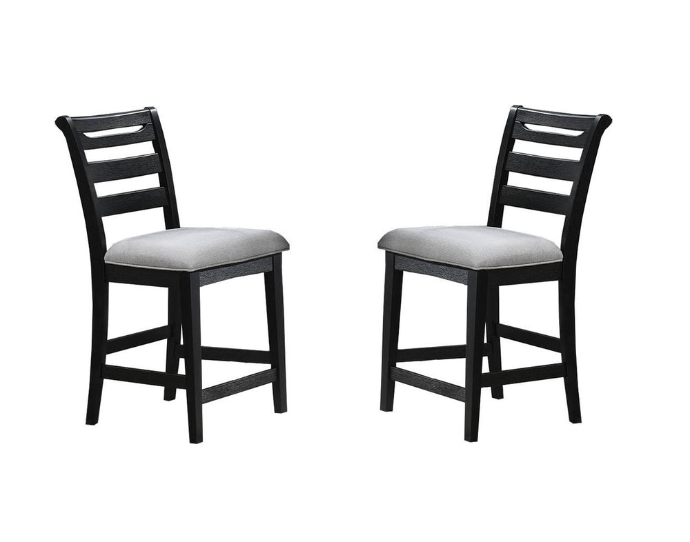 English Elm Modern Counter Height Dining Chairs Set Of 2 - Stylish Black Ladder Back, Upholstered Comfort, Solid Wood B011P218340