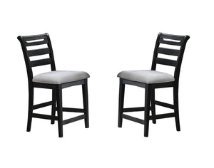 English Elm Modern Counter Height Dining Chairs Set Of 2 - Stylish Black Ladder Back, Upholstered Comfort, Solid Wood B011P218340