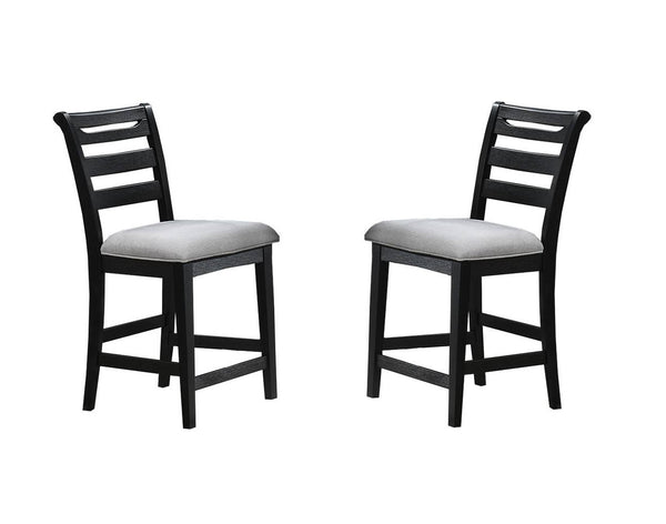 English Elm Modern Counter Height Dining Chairs Set Of 2 - Stylish Black Ladder Back, Upholstered Comfort, Solid Wood B011P218340