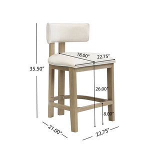 English Elm Christopher Knight Home® - 26" Counter Height Bar Stool with Padded Upholstery and Rubberwood Frame, Contemporary Comfort Set of 2 Beige,Natural N771P345970A