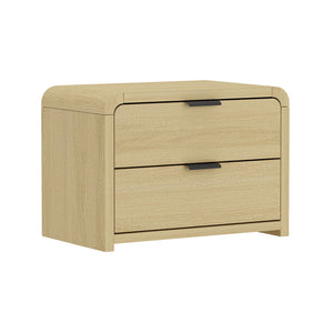 English Elm Grace 28" Nightstand with 2 Drawers in Natural Oak & Black — Modern MDF, Solid Wood Accents, Glam Handles B365P398194