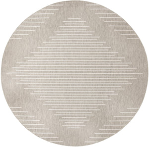Unique Loom Outdoor Modern Tambor Machine Made Lines Rug Gray, Ivory 10' 8" x 10' 8"