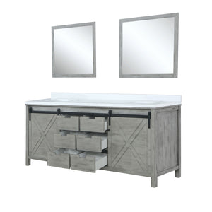 English Elm Ash Grey Double Vanity 80" W x 22" D with Cultured Marble Top, Soft-Close Drawers, Mirrors Included B2731S00905