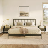 Spindle Midcentury Modern Solid Wood King Bed Black CMAB8BBL Walker Edison