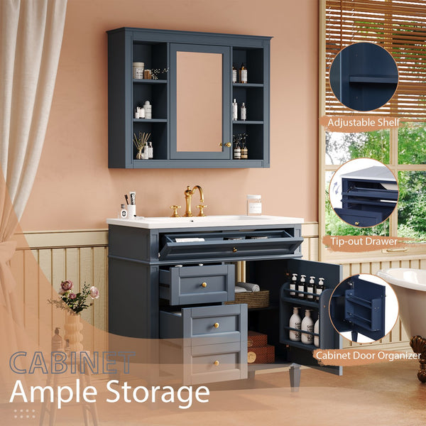 English Elm 36'' Modern Bathroom Vanity With Medicine Cabinet, Soft-Close Doors & Ample Storage For Essentials SW000134AAC-1