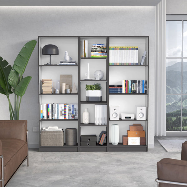 English Elm Durant 3 Piece Home Bookcase Set with 13 Shelves, Modern Matt Finish, Versatile Living Room Storage Multicolor,White+gray 41 L x 28 W x 5 H B070S00274