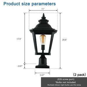 English Elm 21"(h) Matte Black Aluminum Post Lanterns Set of Two for Driveway Garden Path W2312P415982