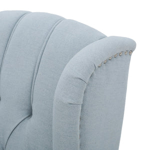English Elm Charcoal Wingback Pushback Recliner with Button Tufted Diamond Fabric Upholstery Light Blue N763P410529H