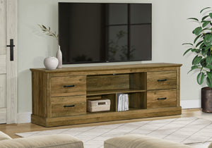 English Elm Tv Stand 72 Inch Media Console Laminate Finish Solid Wood Legs Cable Management Storage B2710P461912