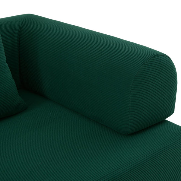 English Elm UNITED modular foldable sofa with metal frame, corduroy upholstery, side pocket & quick assembly convenience Emerald W1568P375638