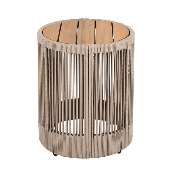 English Elm Christopher Knight Home® - Outdoor Rattan Rope & Acacia Wood Side Table - Stylish Patio Accent For Garden, Balcony & More! N770P298633B