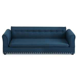 English Elm Oversized Linen Dog Sofa Bed with Full Backrest and Armrests for Large Breeds W487P430328