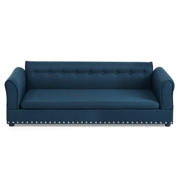English Elm Oversized Linen Dog Sofa Bed with Full Backrest and Armrests for Large Breeds W487P430328