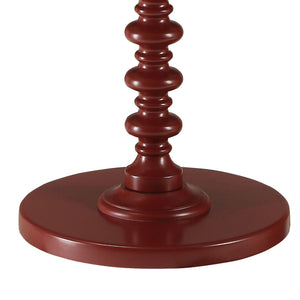 English Elm Red Round Wooden Side Table with Turned Pedestal Base, Intricate Detailing, Compact 22.5"H Surface B062P186403