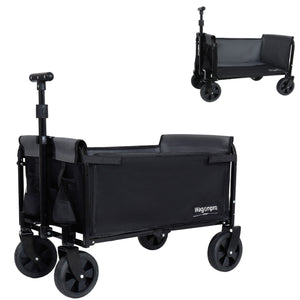 English Elm All-in-one Folding Camping Wagon with Bench Seating Storage and Pet Tether Outdoor Black+ Gray W2932P312713