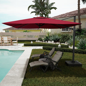 English Elm 11Ft Square Cantilever Patio Umbrella In Vibrant Red - Easy Operation, Upf50+ Protection, Versatile Shade T3609P347435