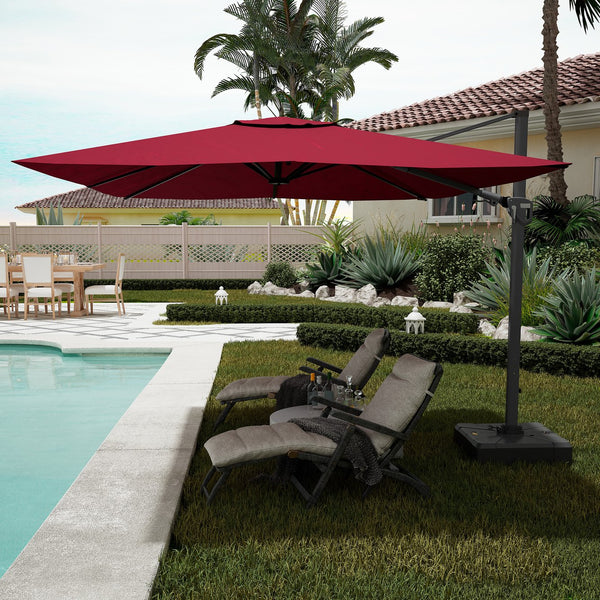 English Elm 11Ft Square Cantilever Patio Umbrella In Vibrant Red - Easy Operation, Upf50+ Protection, Versatile Shade T3609P347435