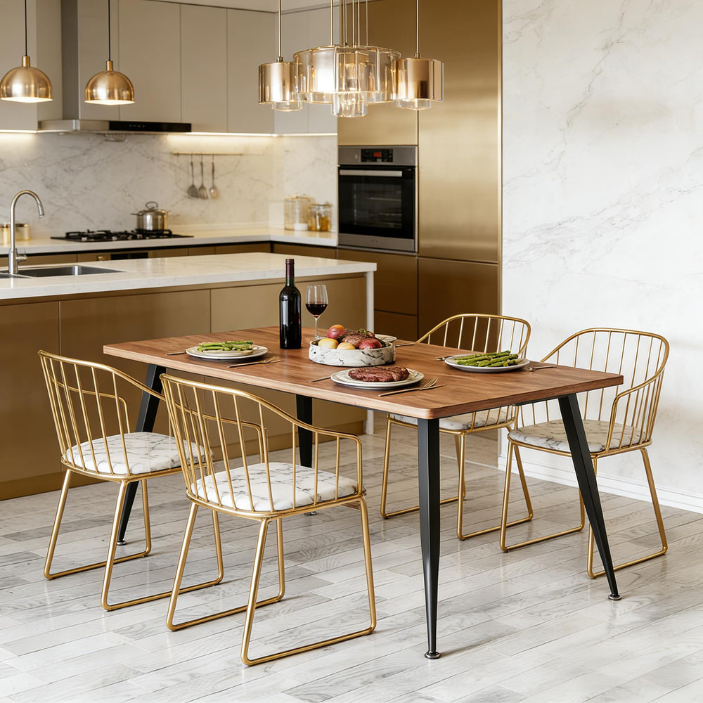 English Elm Woodgrain Walnut Look Bar Height Table with Hexagonal Base for Home Loft Dining T3971P458329