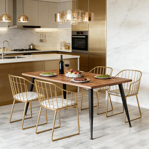 English Elm Woodgrain Walnut Look Bar Height Table with Hexagonal Base for Home Loft Dining T3971P458329