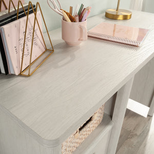 English Elm Desk, Modern White Finish With Spacious Top And Hidden Storage For Home Office And Gaming Use B356P402784