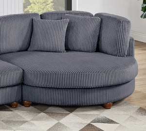English Elm Contemporary 3pc Sectional Set with USB Charging, Corduroy Upholstery, Storage Ottoman & Pillows Dark Gray 69 L x 40 W x 23 H B011S01282