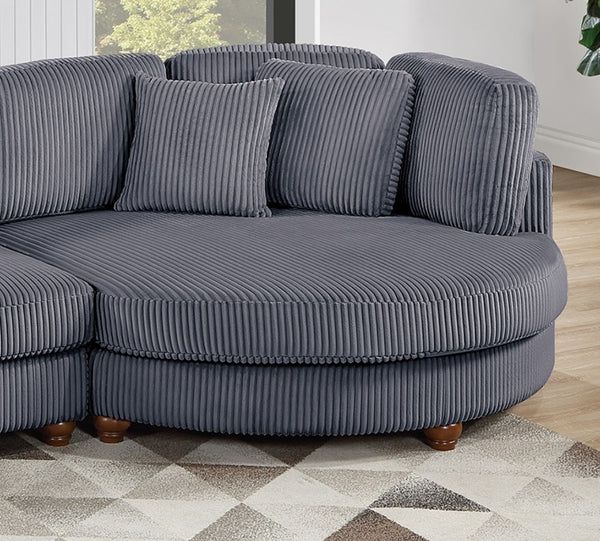 English Elm Contemporary 3pc Sectional Set with USB Charging, Corduroy Upholstery, Storage Ottoman & Pillows Dark Gray 69 L x 40 W x 23 H B011S01282
