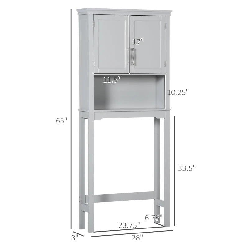 English Elm Home Over Toilet Cabinet with Shaker Doors Open Shelf Grey Bathroom Organizer T3971P466611