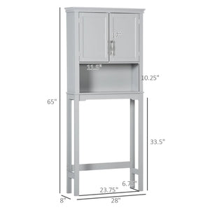 English Elm Home Over Toilet Cabinet with Shaker Doors Open Shelf Grey Bathroom Organizer T3971P466611