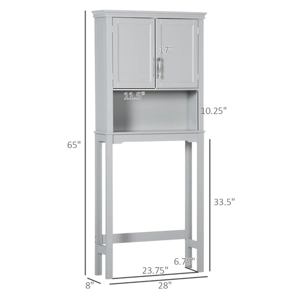 English Elm Home Over Toilet Cabinet with Shaker Doors Open Shelf Grey Bathroom Organizer T3971P466611